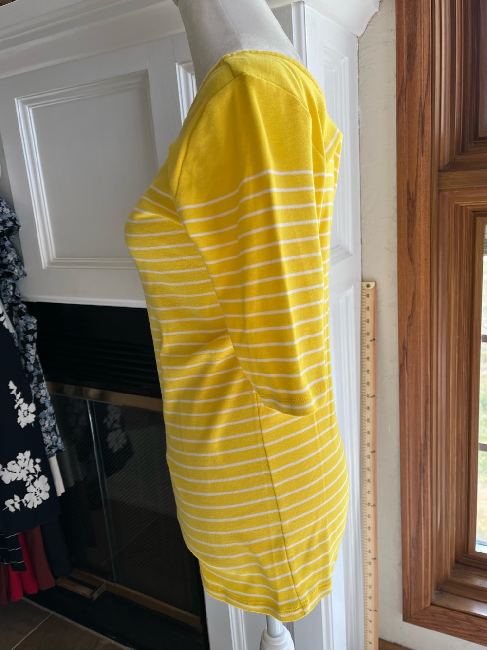 Ann Taylor Yellow & White Striped Scoop Neck Top - Picture 2 of 9